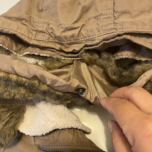 THREAD & SUPPLY Women L Utility Jacket Barn Chore Coat Khaki Fleece Lining Zip - Picture 6 of 14